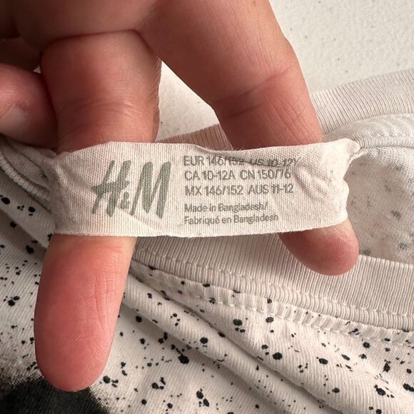 H&M Kids White Speckled "Great Vibes" Graphic T-Shirt 12Y Short Sleeve Cotton - Picture 4 of 9